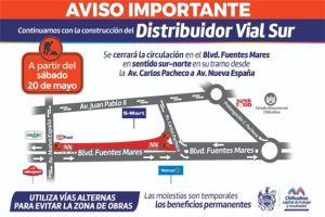 Este sábado cerrará circulación vehicular en Fuentes Mares por construcción
